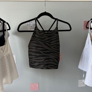 Black zebra print cropped athletic tank